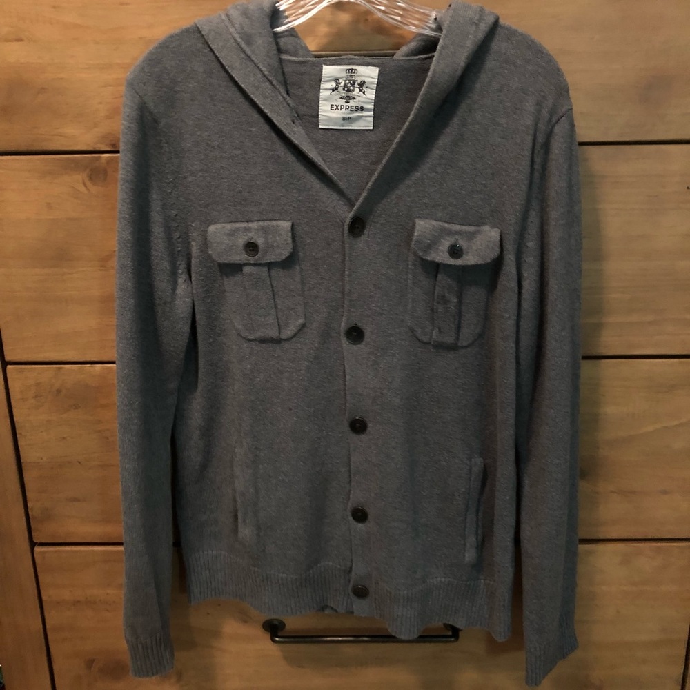 EXPRESS Hooded Cardigan Sweater (Grey)